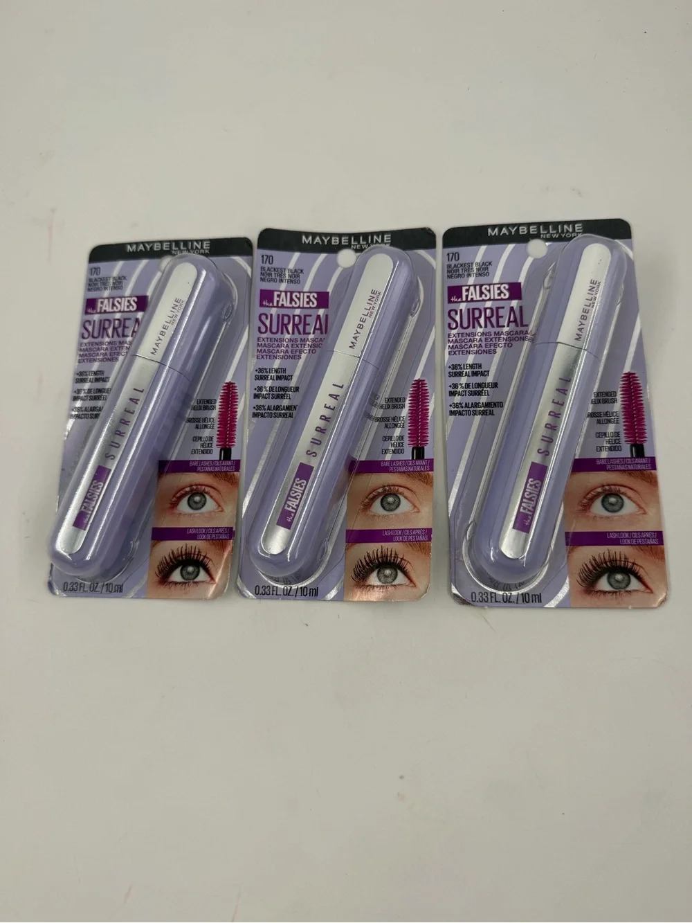 Lot of 3-Maybelline Falsies SURREAL Extension Mascara - Blackest Black #170